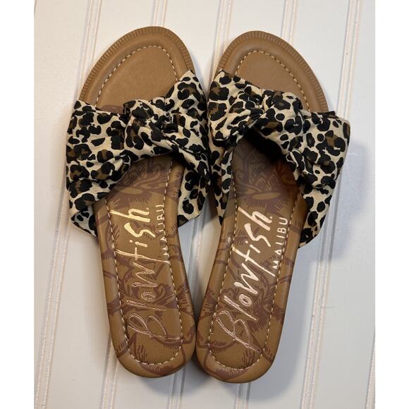 Blowfish Women's Sandals Flats Size 7.5 Leopard Knot Bow NIB (2 of 2) - Picture 1 of 11